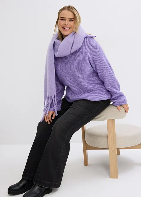 Žebrovan&yacute; svetr s l&iacute;mečkem na zip, bonprix