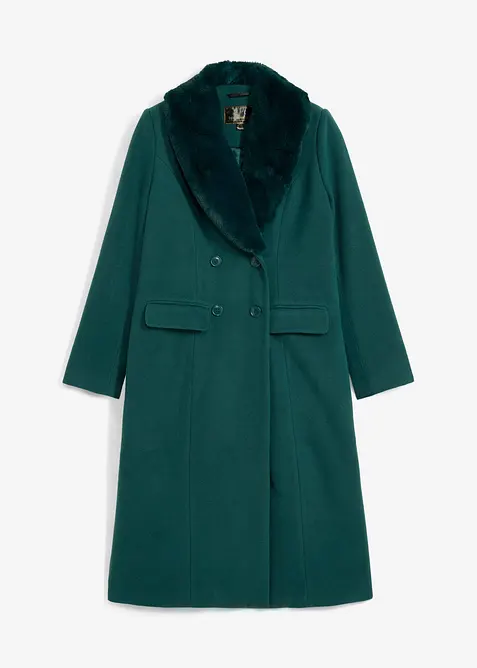 Kabát s odnímatelnou umělou kožešinou na límci, bonprix