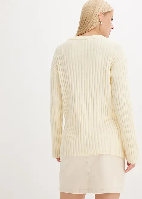 Žebrovaný oversized svetr, bonprix