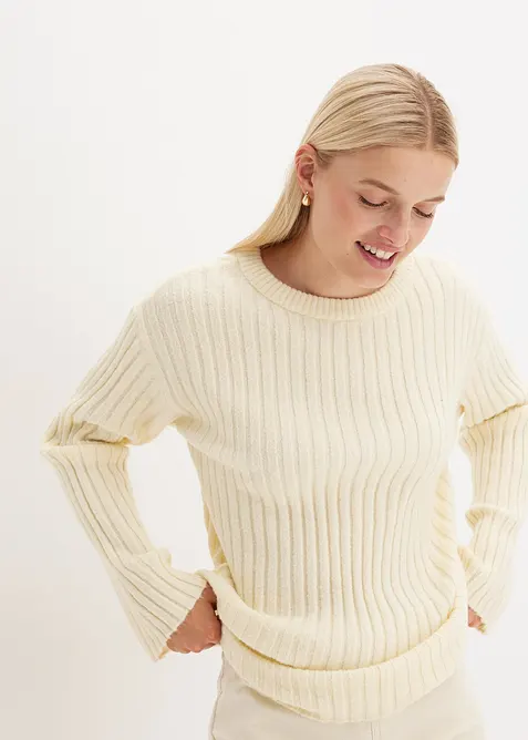 Žebrovaný oversized svetr, bonprix