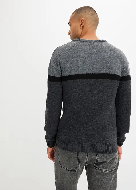 Svetr s kulat&yacute;m v&yacute;střihem, snadn&aacute; &uacute;držba, barevn&eacute; bloky, bonprix