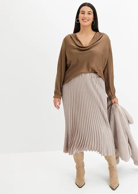 Plisovaná sukně z jemného saténu, bonprix