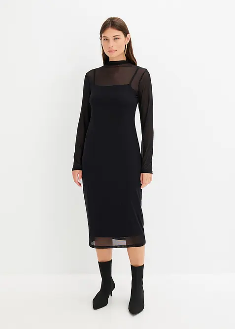 Žerzejové šaty se síťovinou, bonprix