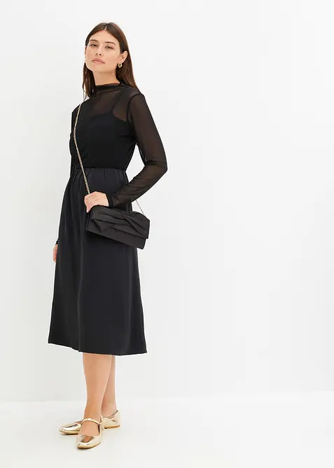 Triko s dlouh&yacute;m ruk&aacute;vem se s&iacute;ťovinou, bonprix