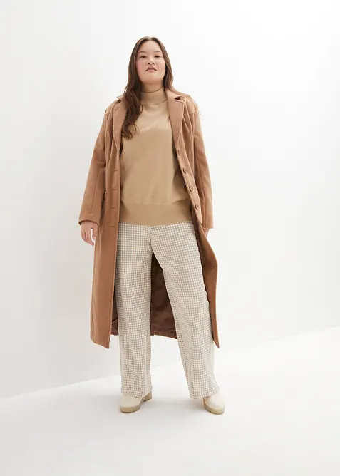 Strečové kalhoty se vzorem kohoutí stopy, široké nohavice, bonprix