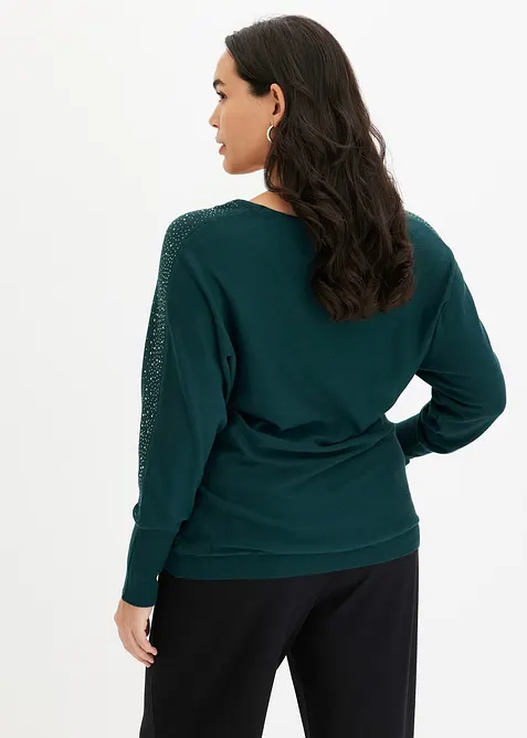 Svetr z jemn&eacute; pleteniny, se &scaron;trasovou aplikac&iacute;, bonprix