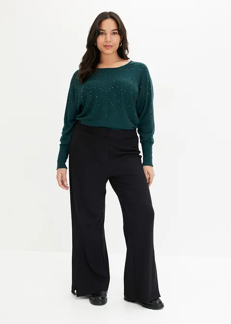 Svetr z jemn&eacute; pleteniny, se &scaron;trasovou aplikac&iacute;, bonprix