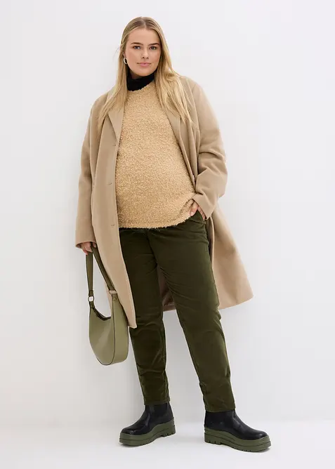 Měkké manšestrové kalhoty ze směsi s organickou bavlnou, Loose Fit, bonprix