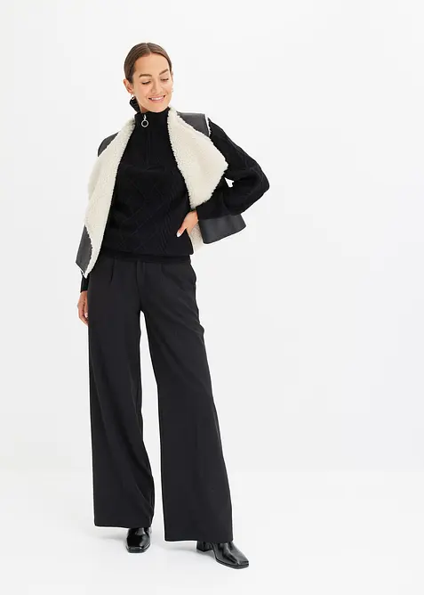 Svetr s l&iacute;mečkem na zip a cop&aacute;nkov&yacute;m vzorem, bonprix