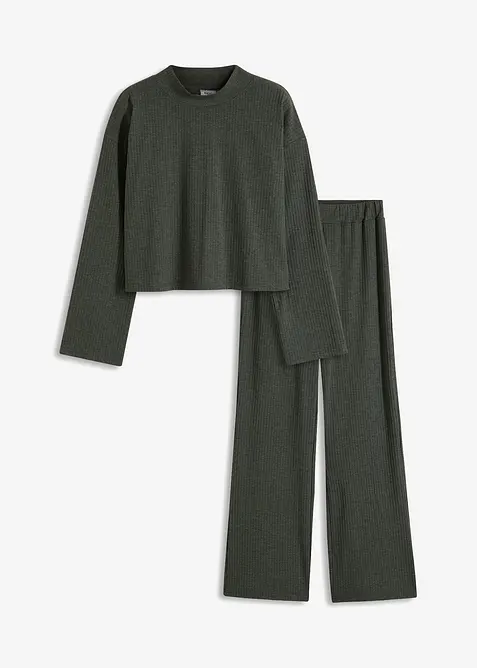 Oversized domácí souprava z měkkého žebrovaného materiálu, bonprix