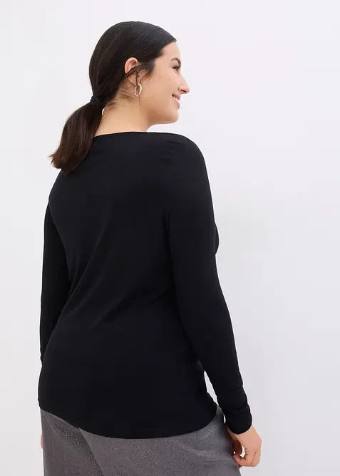 Tričko se síťovanou vsadkou a třpytivými kamínky, bonprix