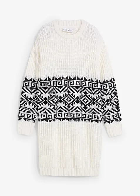 Dlouhý svetr s norským vzorem, bonprix