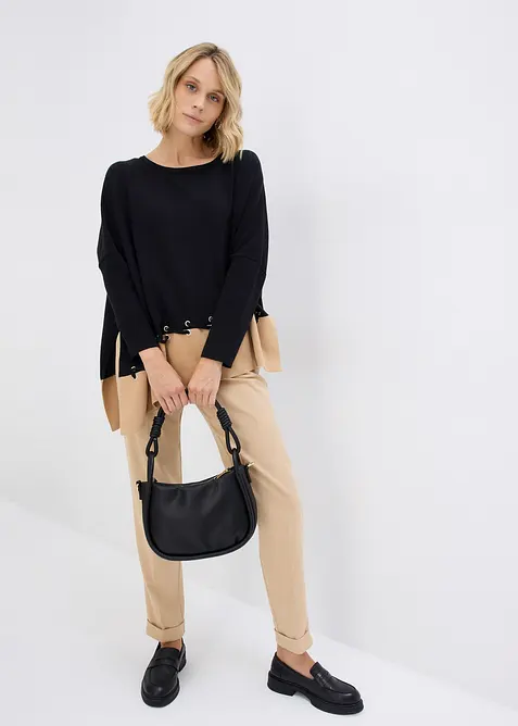 Svetr ve stylu ponča, z jemného úpletu, bonprix