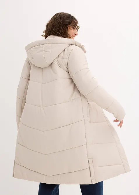 Prošívaný kabát s plyšovou podšívkou v kapuci, bonprix