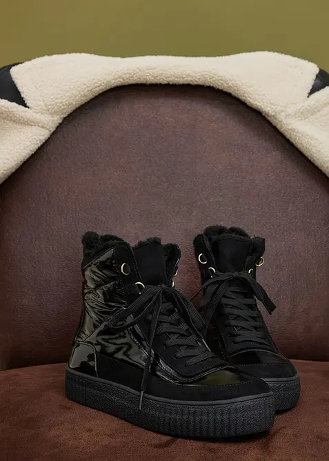 Šněrovací kotníková obuv s podšívkou, bonprix