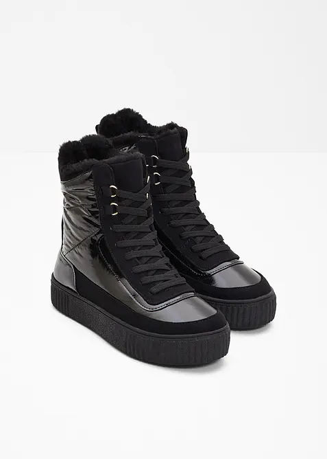 Šněrovací kotníková obuv s podšívkou, bonprix