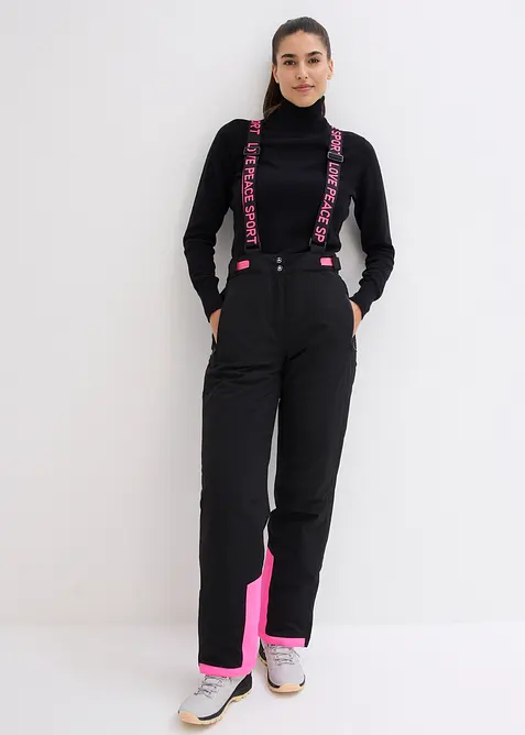 Nepromokavé funkční lyžařské termo kalhoty s odnímatelnými šlemi, bonprix