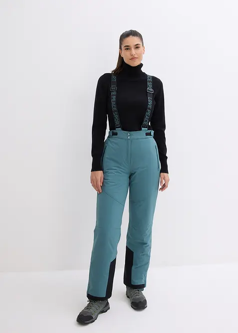 Nepromokavé funkční lyžařské termo kalhoty s odnímatelnými šlemi, bonprix