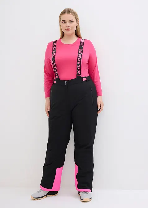 Nepromokavé funkční lyžařské termo kalhoty s odnímatelnými šlemi, bonprix