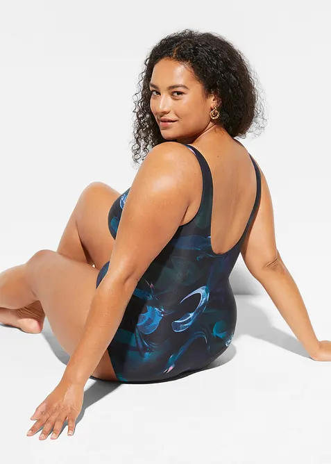 Stahovací jednodílné plavky, lehký tvarující efekt, s řasením, bonprix