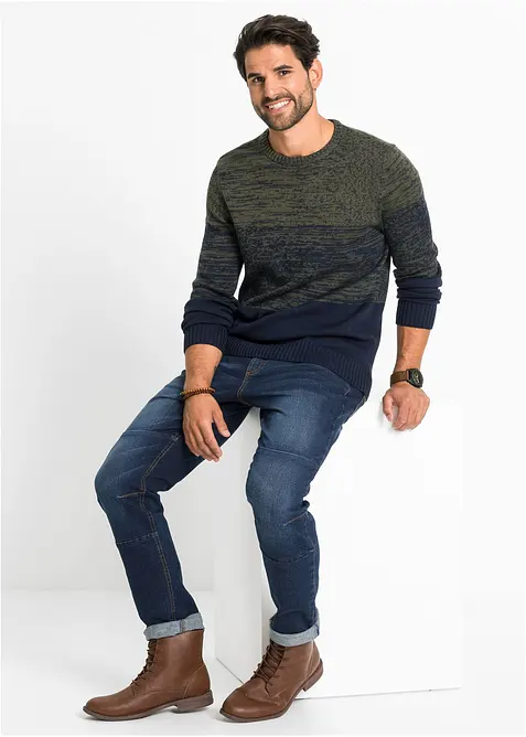 Svetr z jemn&eacute; pleteniny z měkk&eacute; bavlněn&eacute; směsi, s pohodln&yacute;m střihem, bonprix