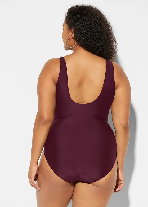 Stahovací jednodílné plavky, lehký tvarující efekt, s ozdobnými sklady, bonprix