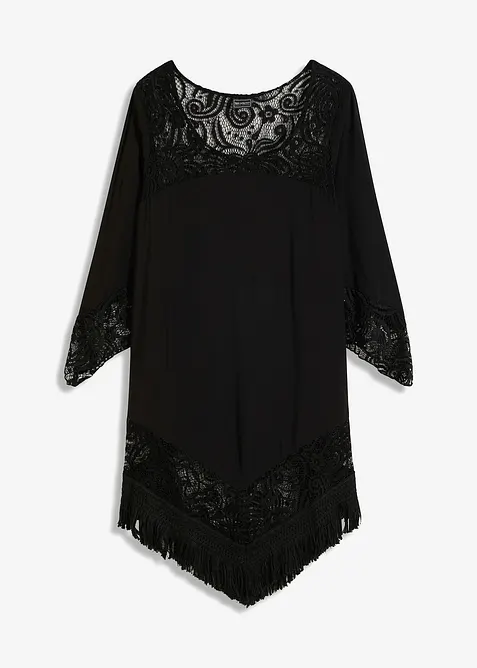 Plážová tunika s krajkou, z viskózy, bonprix