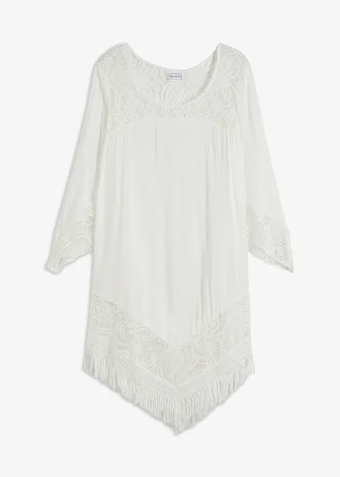 Plážová tunika s krajkou, z viskózy, bonprix
