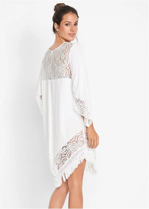 Pl&aacute;žov&aacute; tunika s krajkou, z visk&oacute;zy, bonprix