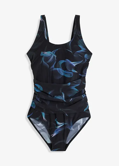 Stahovací jednodílné plavky, lehký tvarující efekt, s řasením, bonprix