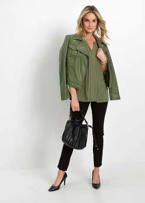 Tunikov&aacute; halenka ze spl&yacute;vav&eacute; visk&oacute;zy, bonprix