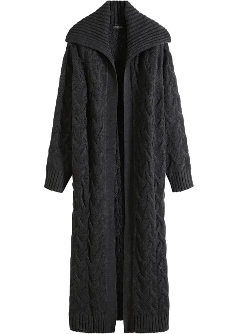Dlouhý pletený kabát s copánkovým vzorem, bonprix