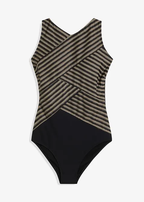 Stahovací jednodílné plavky, střední tvarující efekt, se zavinovacím vzhledem, bonprix