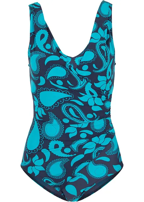 Jednodílné stahovací plavky se zavinovacím vzhledem, lehce tvarující efekt, bonprix