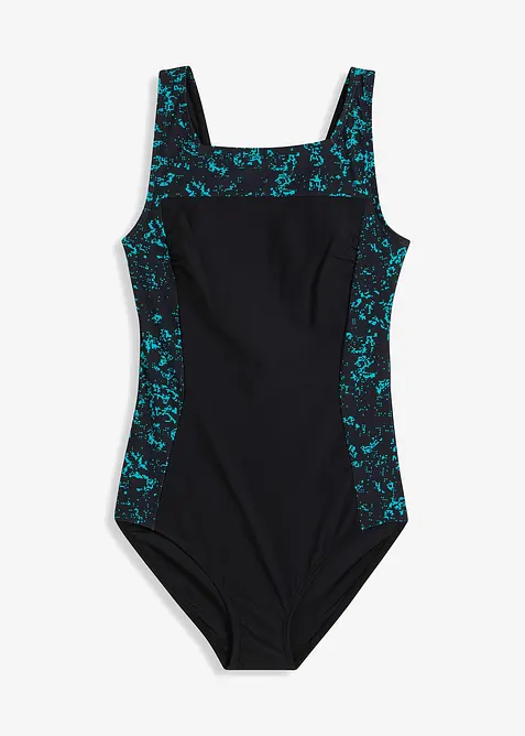 Stahovací jednodílné plavky, střední tvarující efekt, s hranatým výstřihem, bonprix