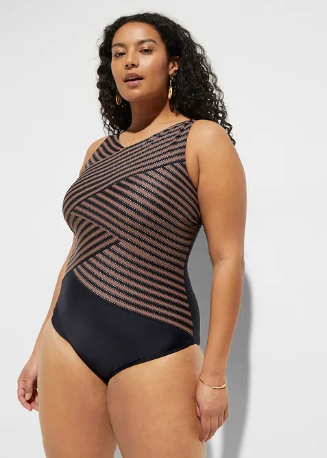 Stahovací jednodílné plavky, střední tvarující efekt, se zavinovacím vzhledem, bonprix