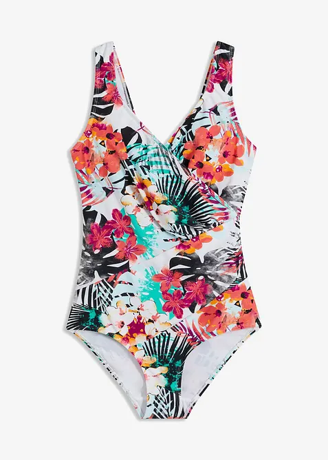 Stahovací jednodílné plavky, střední tvarující efekt, se zavinovacím vzhledem, bonprix