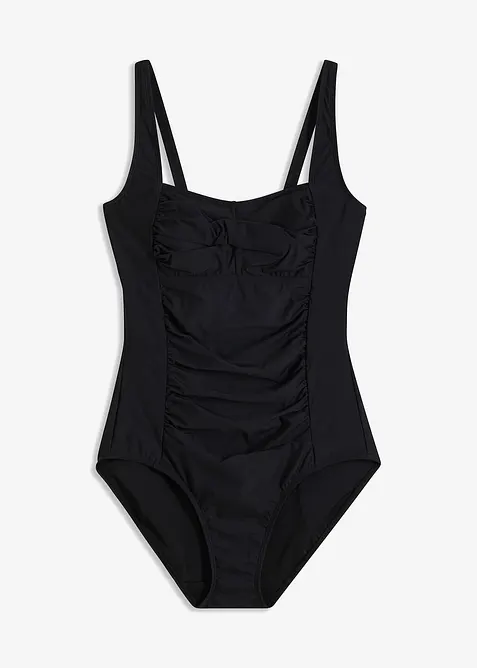 Stahovací jednodílné plavky se zavinovacím vzhledem, střední tvarující efekt, bonprix