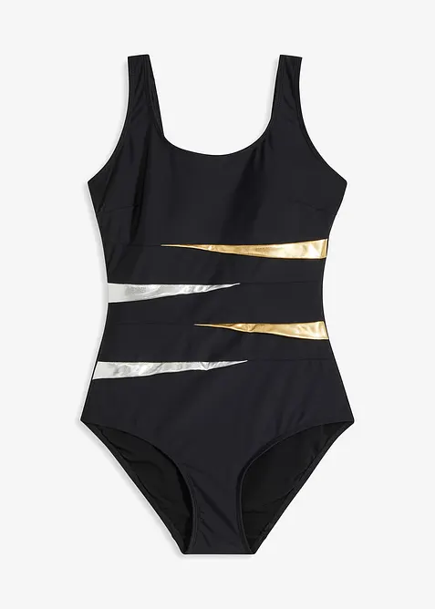 Stahovací jednodílné plavky, silný tvarující efekt, se vsadkami, bonprix