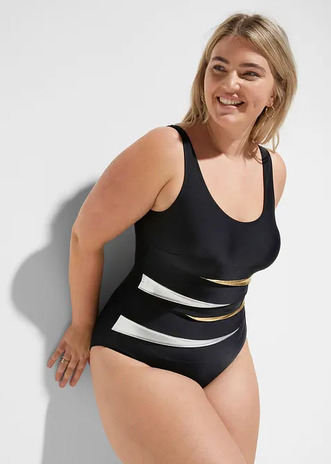 Stahovací jednodílné plavky, silný tvarující efekt, se vsadkami, bonprix