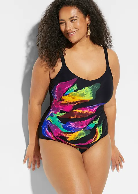 Stahovací jednodílné plavky, lehký tvarující efekt, s výstřihem do V, bonprix