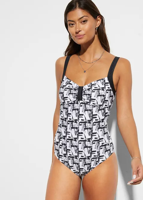 Stahovací jednodílné plavky, lehký tvarující efekt, bonprix