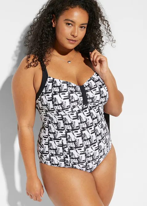 Stahovací jednodílné plavky, lehký tvarující efekt, bonprix