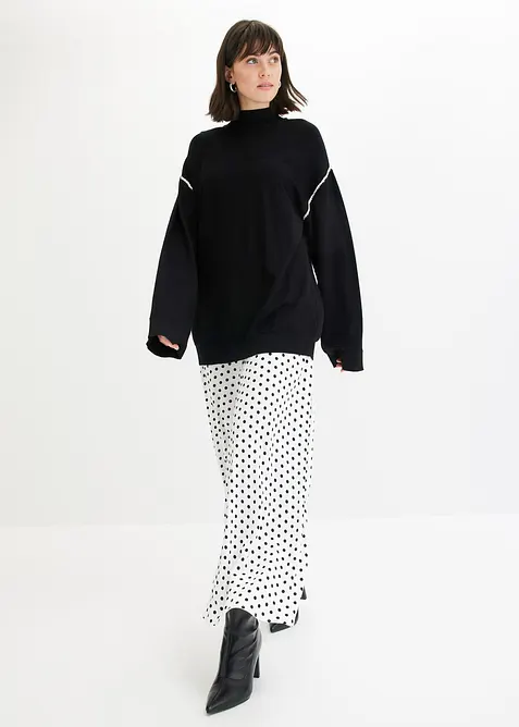 Boxy svetr s ozdobným stehem, ze směsi s viskózou, bonprix