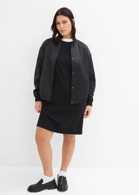 Mini &scaron;aty z materi&aacute;lu scuba, s kontrastn&iacute;m n&iacute;zk&yacute;m rol&aacute;kem, bonprix