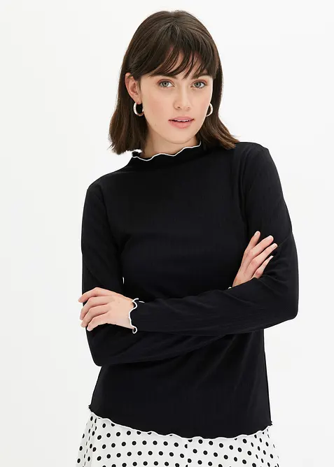 Žebrované tričko s dlouhým rukávem, bonprix