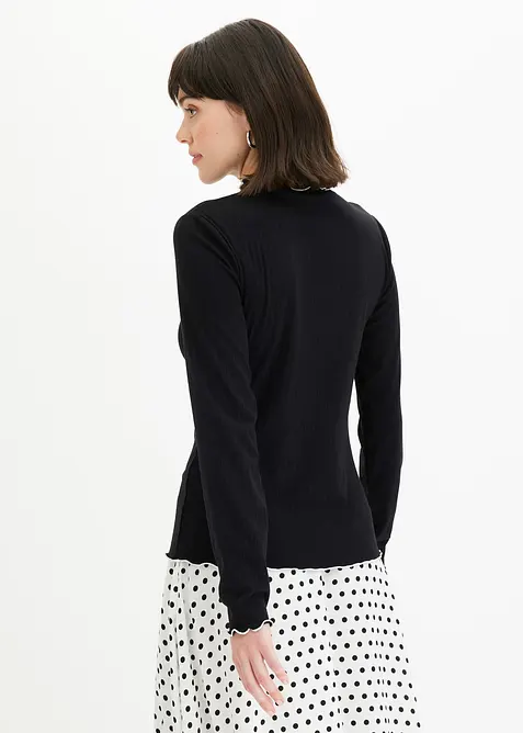 Žebrované tričko s dlouhým rukávem, bonprix