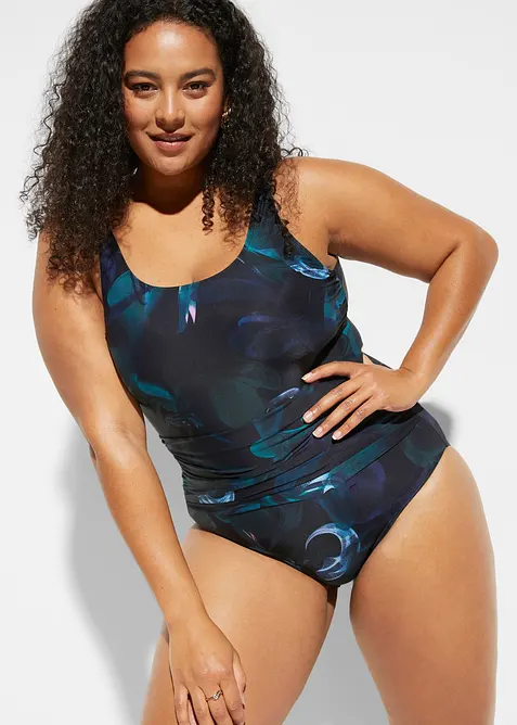 Stahovací jednodílné plavky, lehký tvarující efekt, s řasením, bonprix