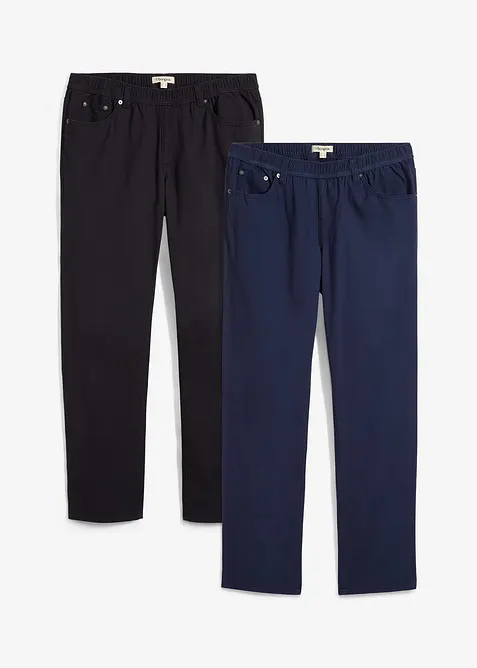 Kalhoty bez zap&iacute;n&aacute;n&iacute;, s pohodln&yacute;m pasem, Regular Fit, Straight (2 ks v balen&iacute;), bonprix