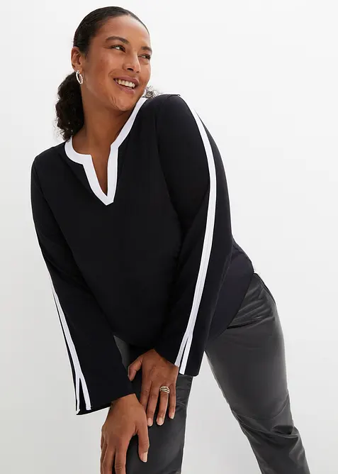 Triko s dlouhým rukávem a rozparkem, bonprix